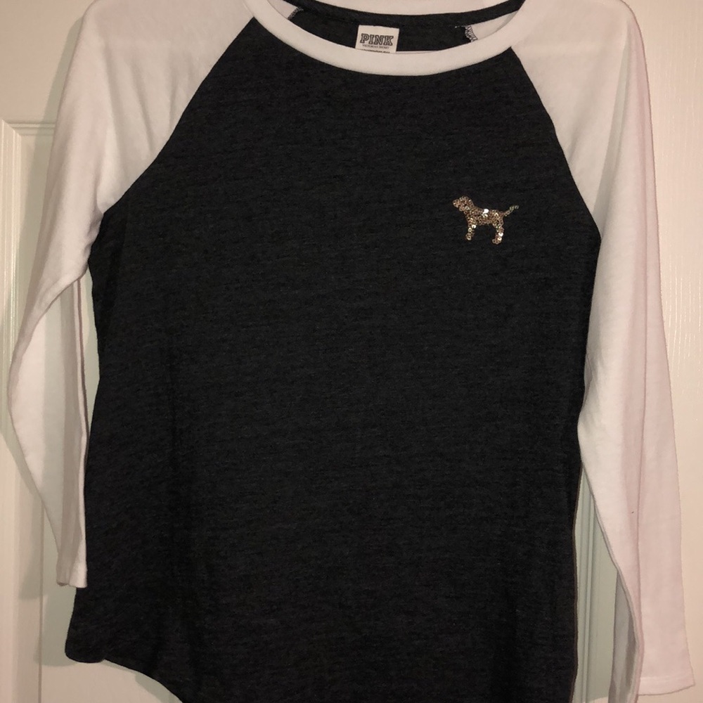 PINK baseball long sleeve top